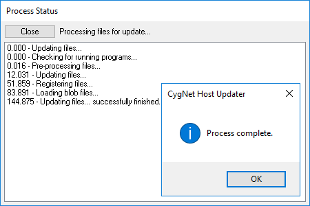 CygNet Host Updater sample dialog box